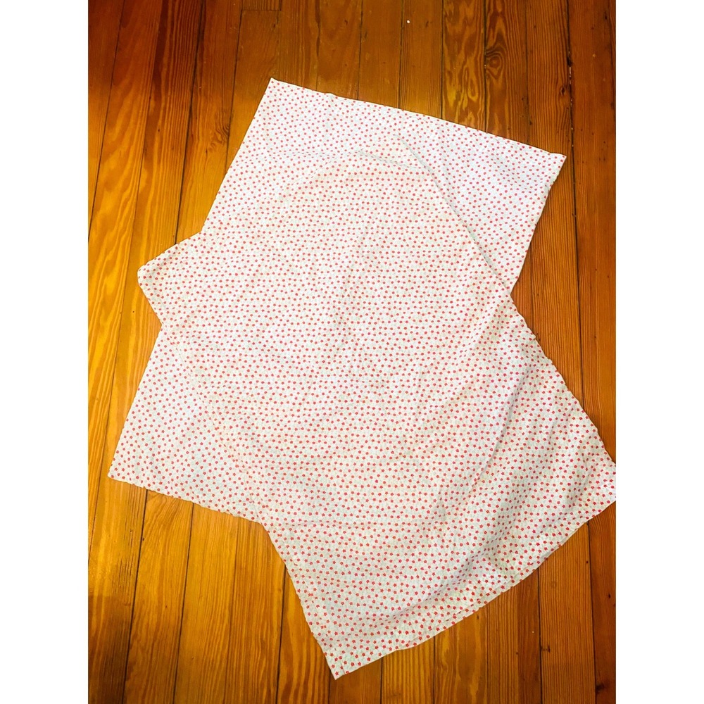 VTG  Floral Pillowcases Set of 2 Red Tiny Flower Print White Cotton Blend